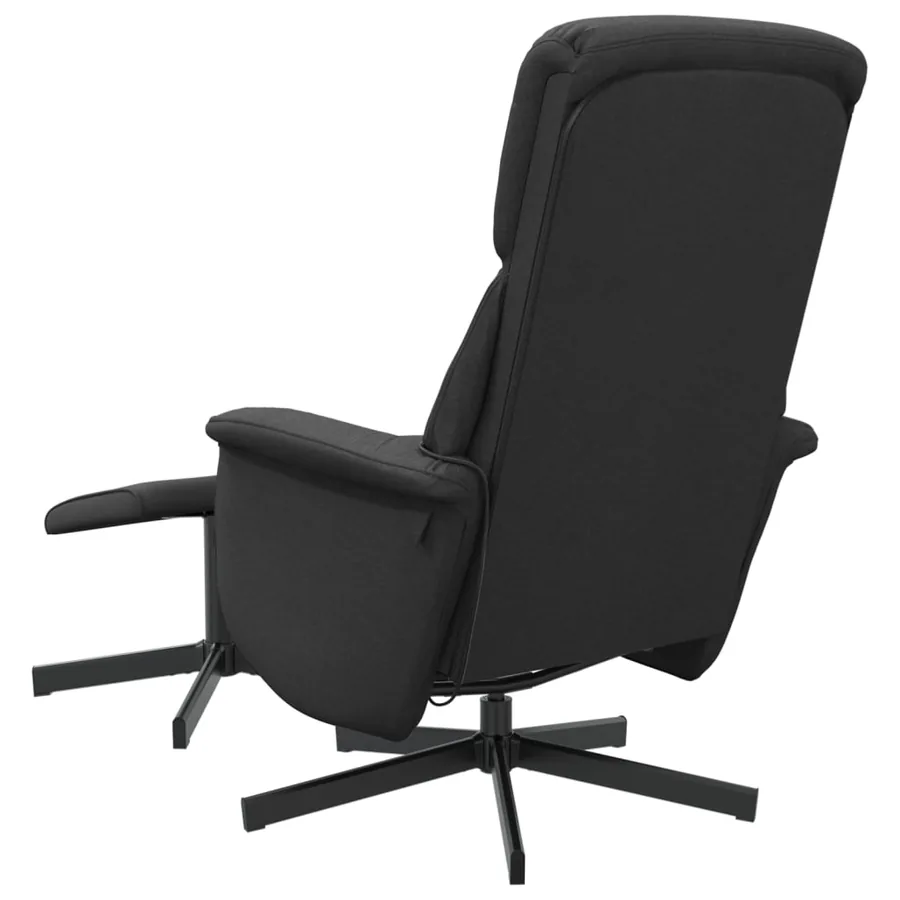 Fauteuil de massage inclinable avec repose-pied noir tissu - 6