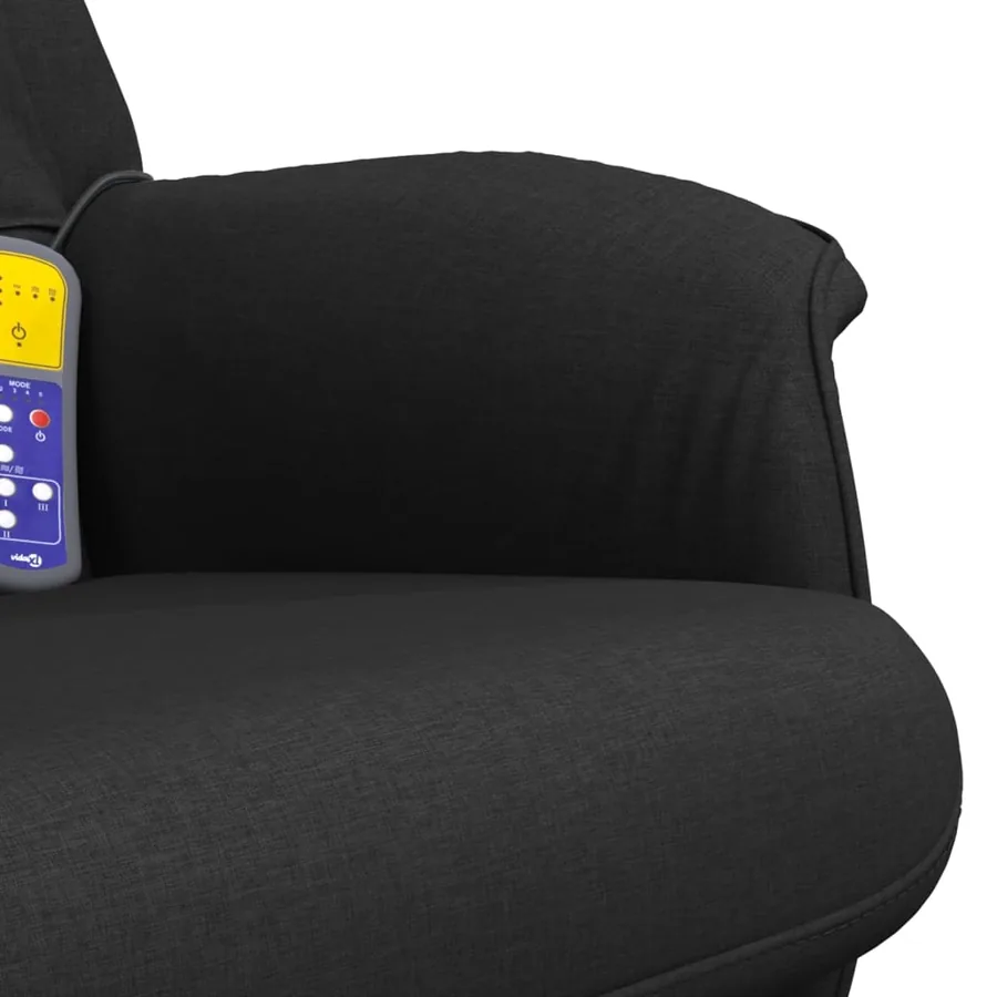 Fauteuil de massage inclinable avec repose-pied noir tissu - 8