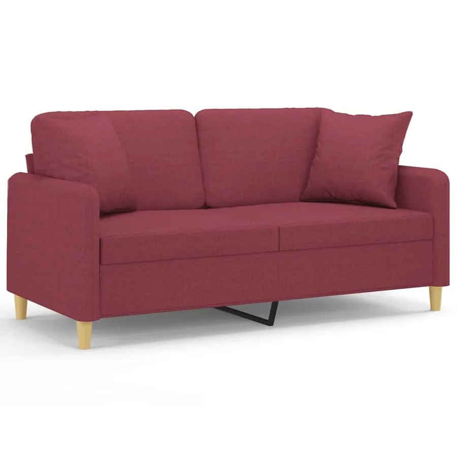 Canapé 2 places avec oreillers bordeaux 140 cm tissu - 2