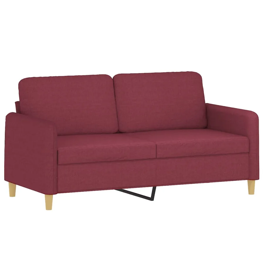 Canapé 2 places avec oreillers bordeaux 140 cm tissu - 4