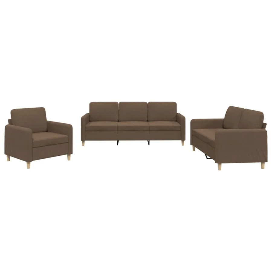 Ensemble de canapés 3 pcs avec coussins Marron Tissu - 2