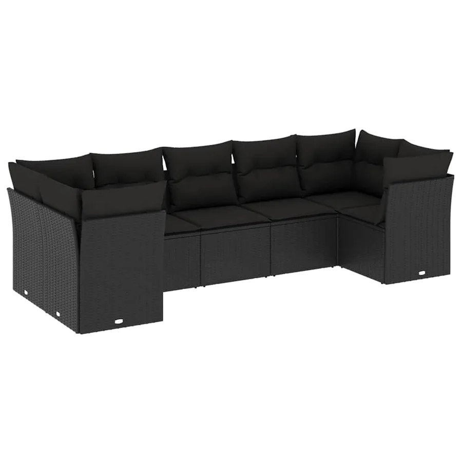 Salon de jardin 7 pcs avec coussins noir résine tressée 62 x 62 x 69 cm - 63,2 kg - 2