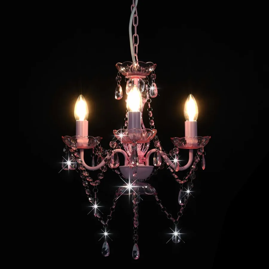 Lustre avec perles Rose Rond 3 x E14 - 4