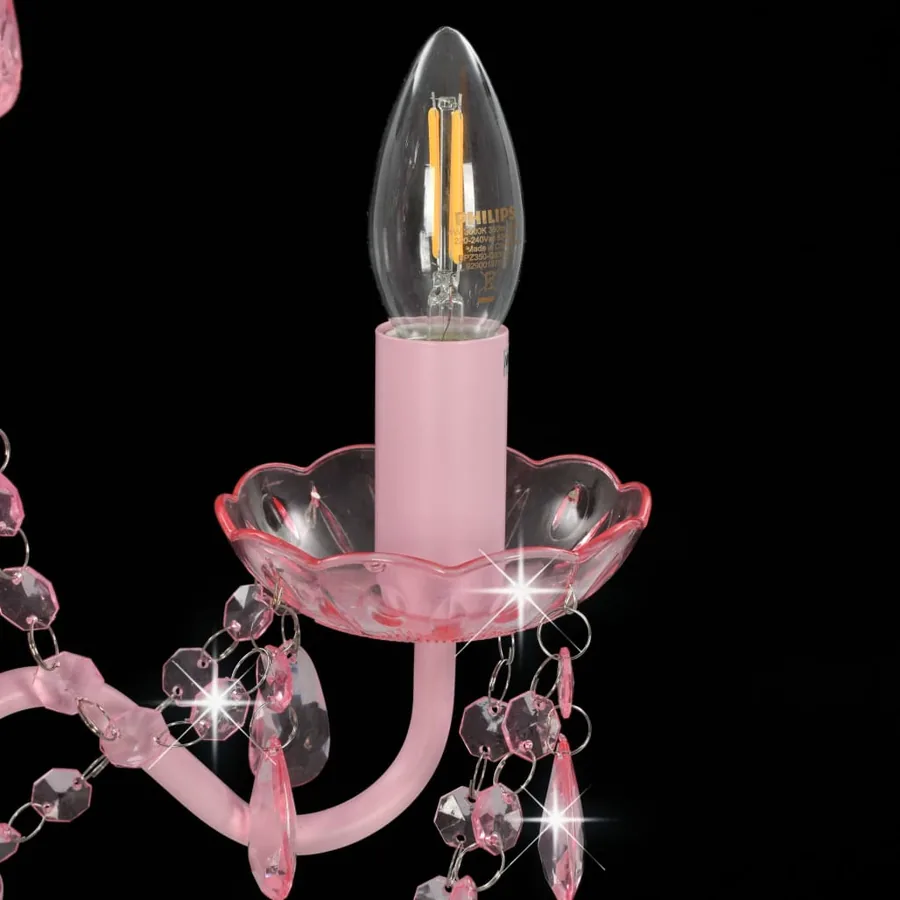 Lustre avec perles Rose Rond 3 x E14 - 6