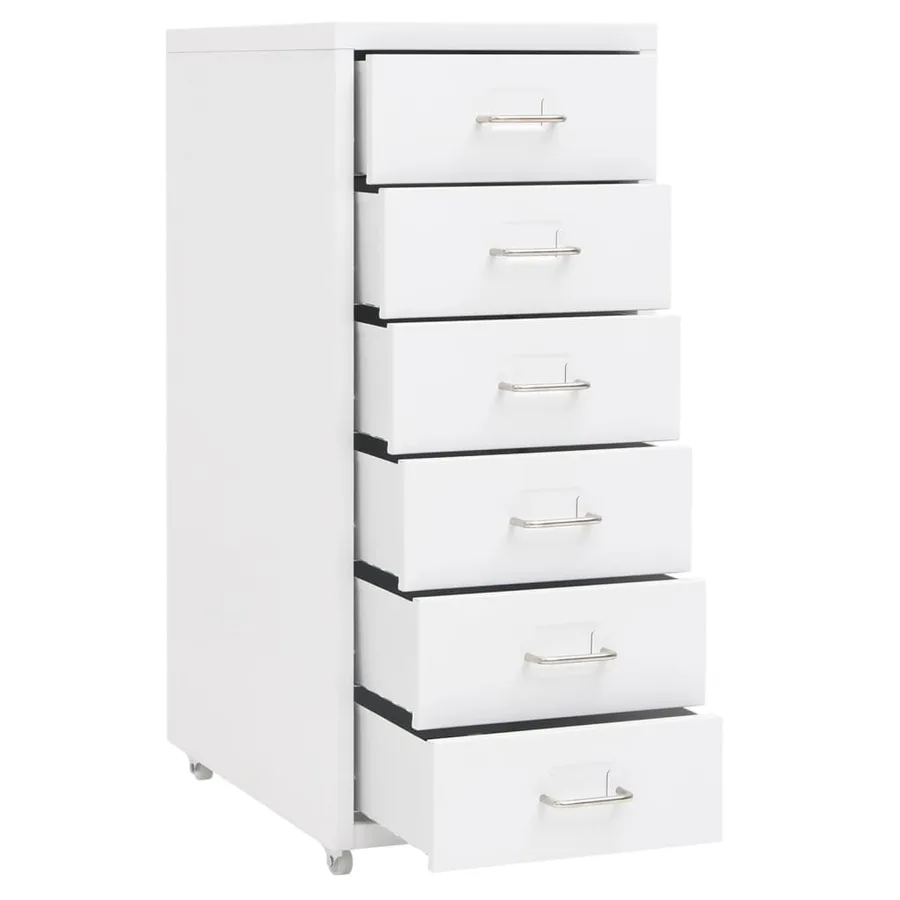 Classeur mobile Blanc 28x41x69 cm Métal - 5