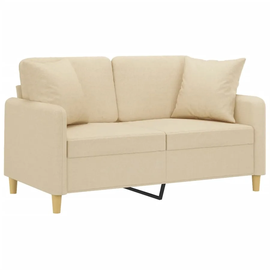 Canapé 2 places avec oreillers décoratifs crème 120 cm tissu - 2