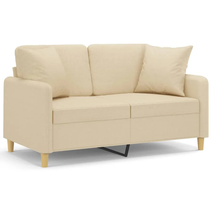 Canapé 2 places avec oreillers décoratifs crème 120 cm tissu - 3