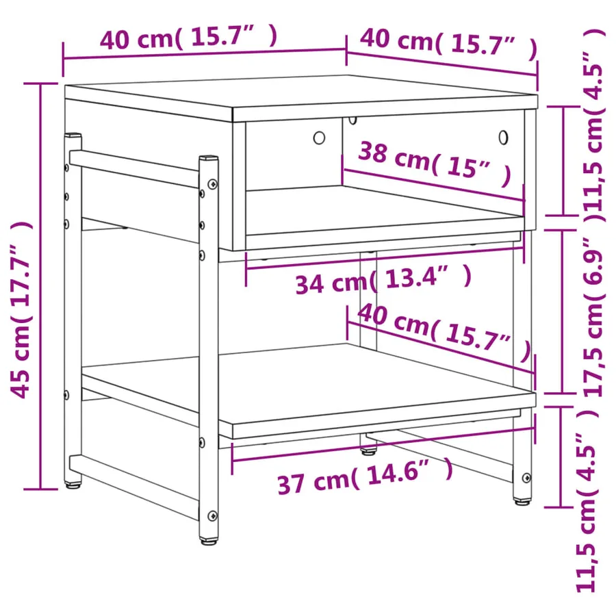 Table basse chêne fumé 40x40x45 cm bois d'ingénierie - 10