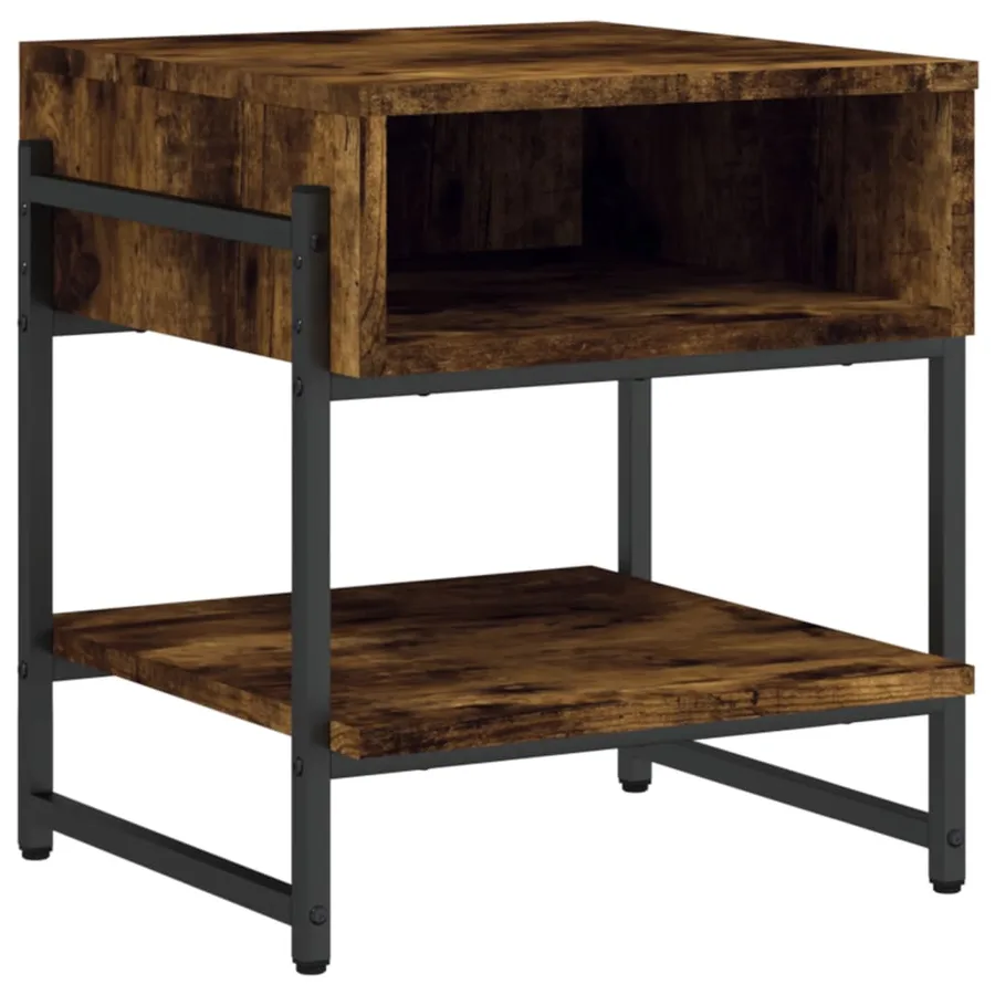 Table basse chêne fumé 40x40x45 cm bois d'ingénierie - 2