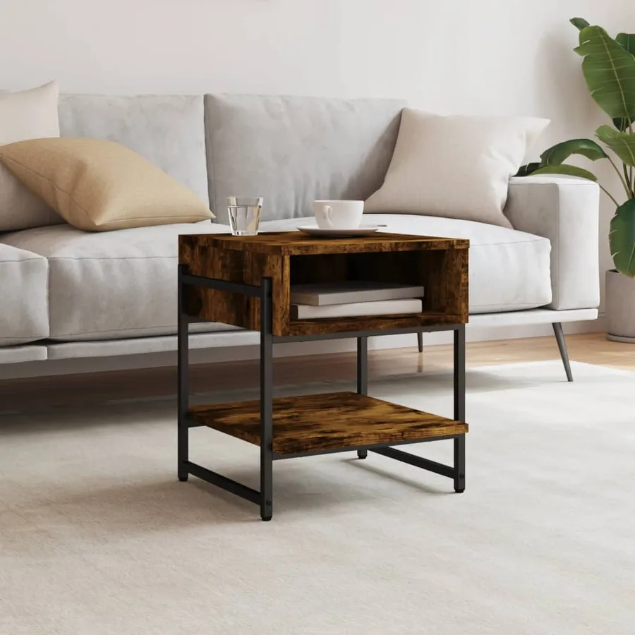 Table basse chêne fumé 40x40x45 cm bois d'ingénierie - 3