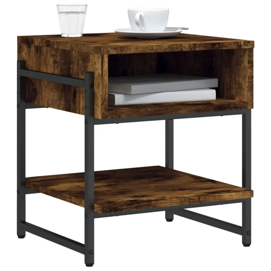 Table basse chêne fumé 40x40x45 cm bois d'ingénierie - 4