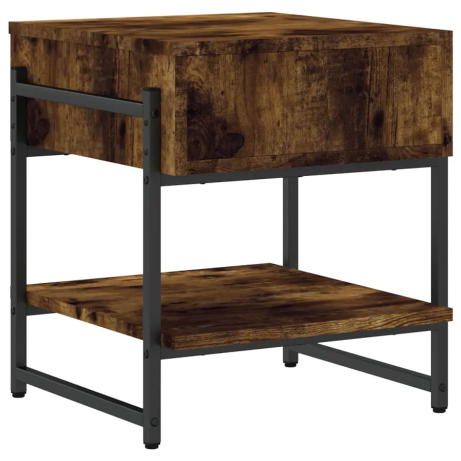 Table basse chêne fumé 40x40x45 cm bois d'ingénierie - 7