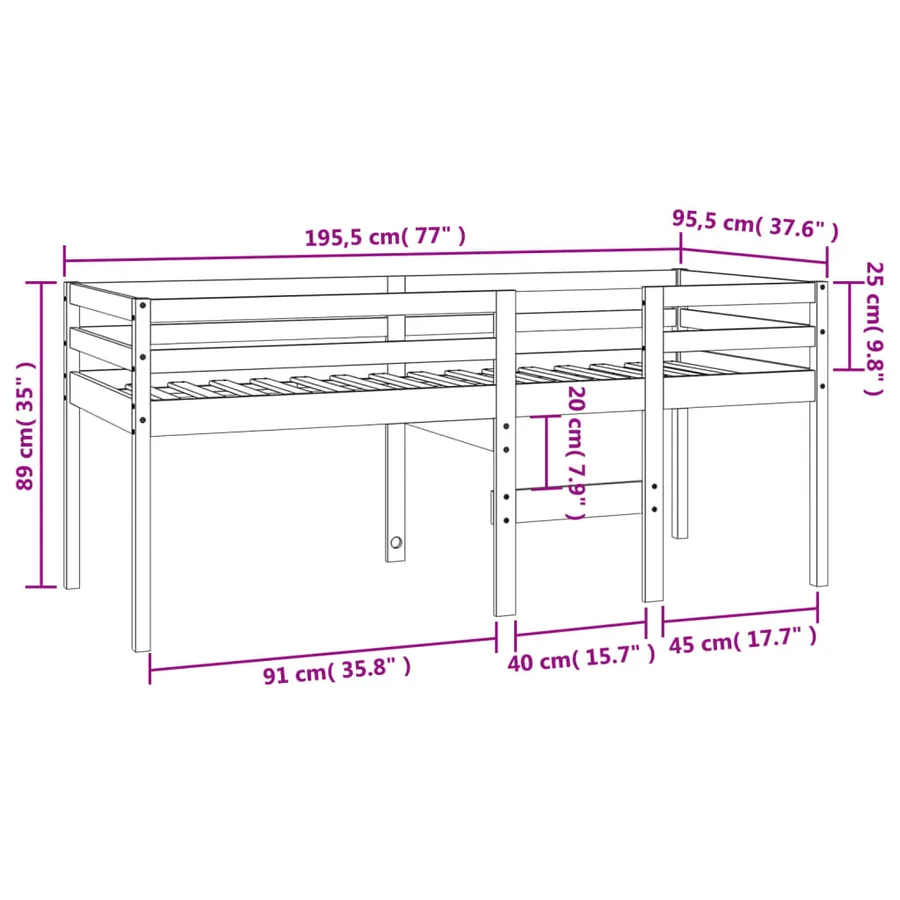 Lit haut sans matelas cire marron 90x190 cm bois massif - 9