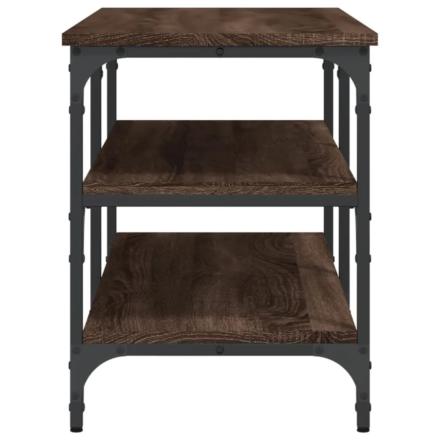 Banc à chaussures chêne marron 100x38,5x49 cm bois d'ingénierie - 6