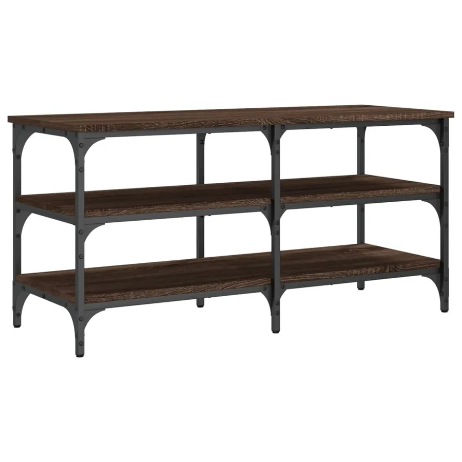 Banc à chaussures chêne marron 100x38,5x49 cm bois d'ingénierie - 7
