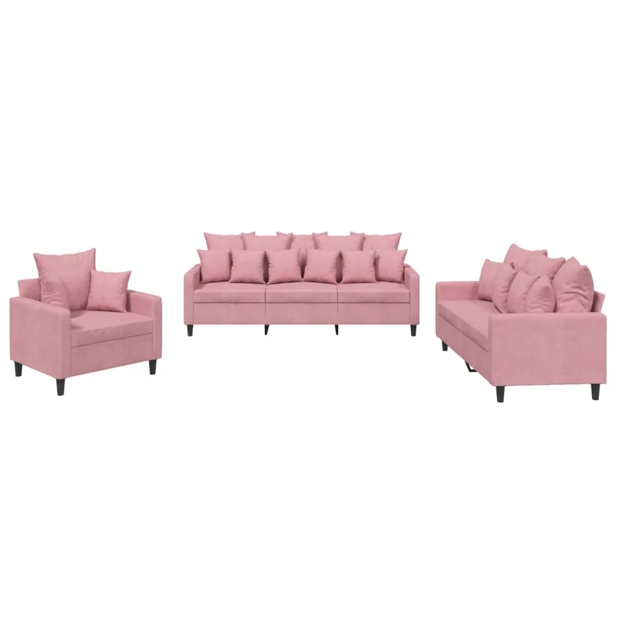 Ensemble de canapés 3 pcs avec coussins Rose Velours - 2