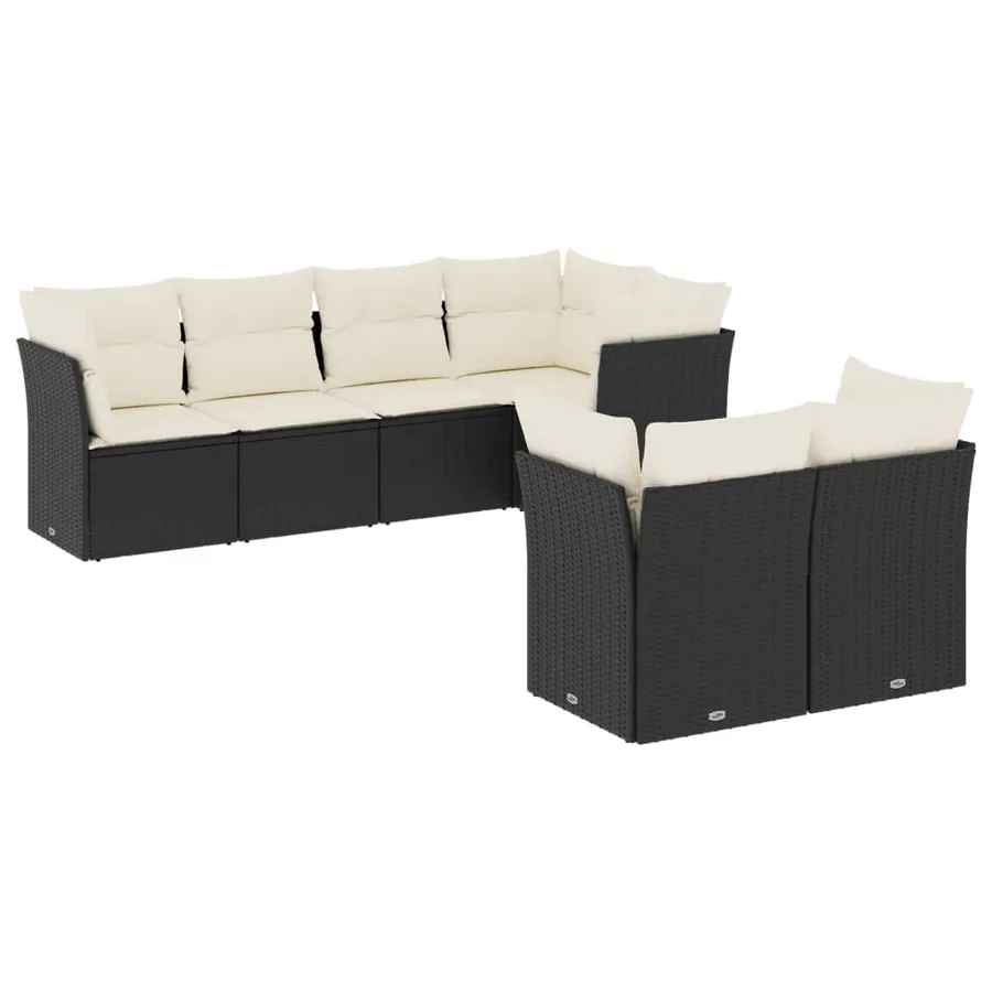 Salon de jardin 7 pcs avec coussins noir résine tressée 55 x 62 x 69 cm - 62,1 kg - 2