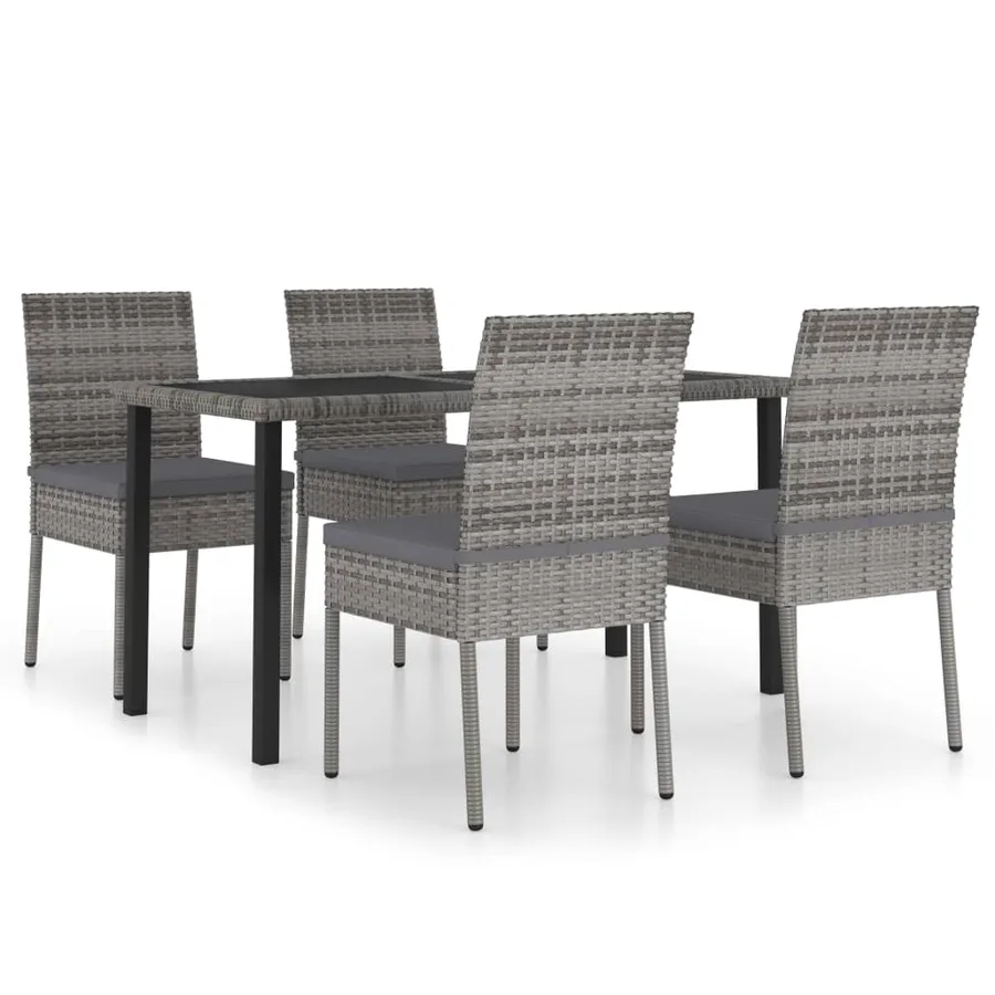 Ensemble à manger de jardin 5 pcs Résine tressée Gris - 2
