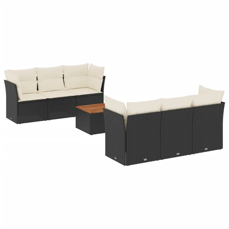 Salon de jardin 7 pcs avec coussins noir résine tressée 62 x 62 x 69 cm - 59,4 kg - 2