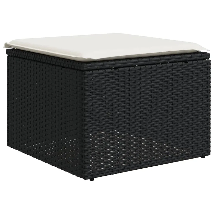 Salon de jardin 5 pcs avec coussins noir résine tressée - 5