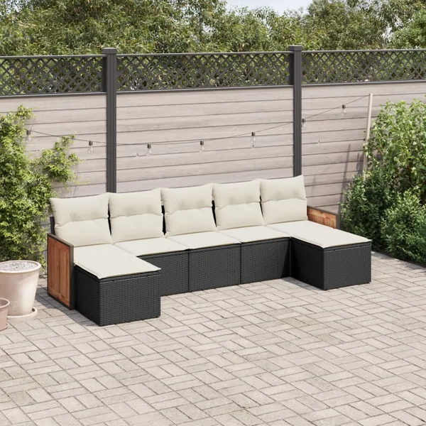Salon de jardin 7 pcs avec coussins noir résine tressée 55 x 62 x 69 cm - 56,2 kg