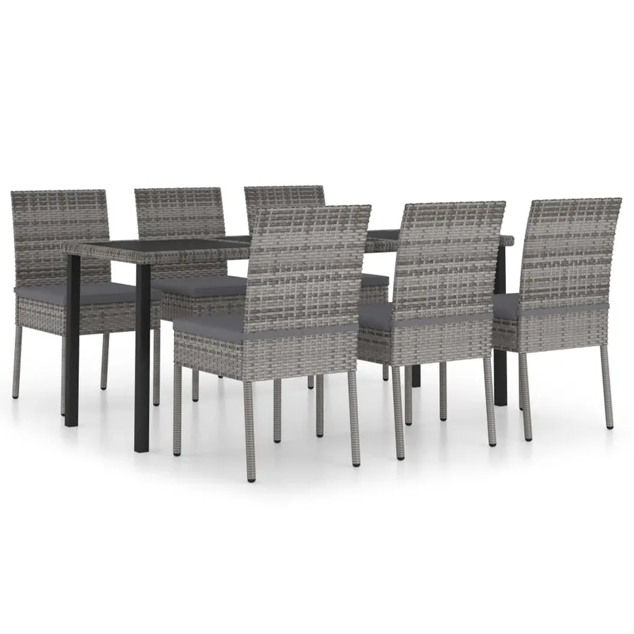 Ensemble à manger de jardin 7 pcs Résine tressée Gris - 2