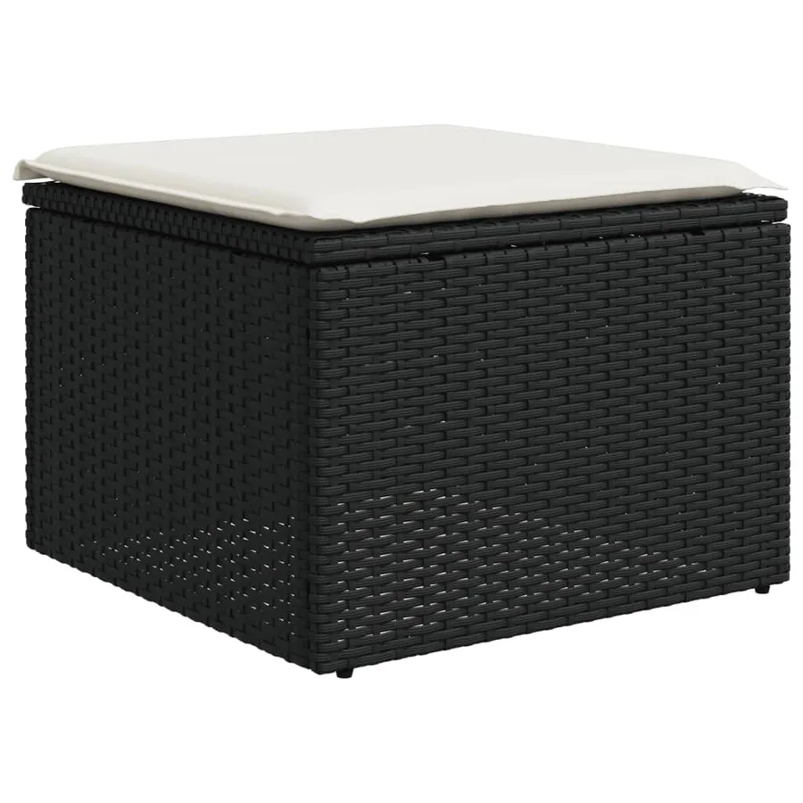 Salon de jardin 6 pcs avec coussins noir résine tressée - 5
