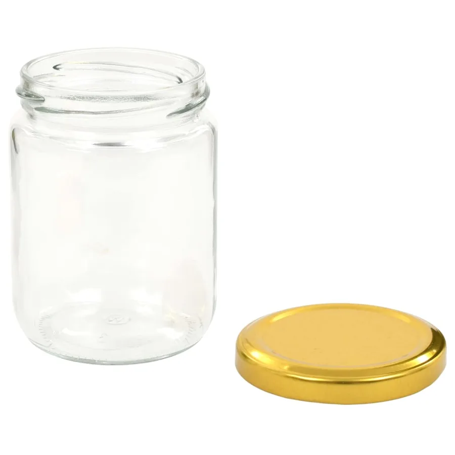 48 pcs Pots à confiture avec couvercle doré Verre 230 ml - 5