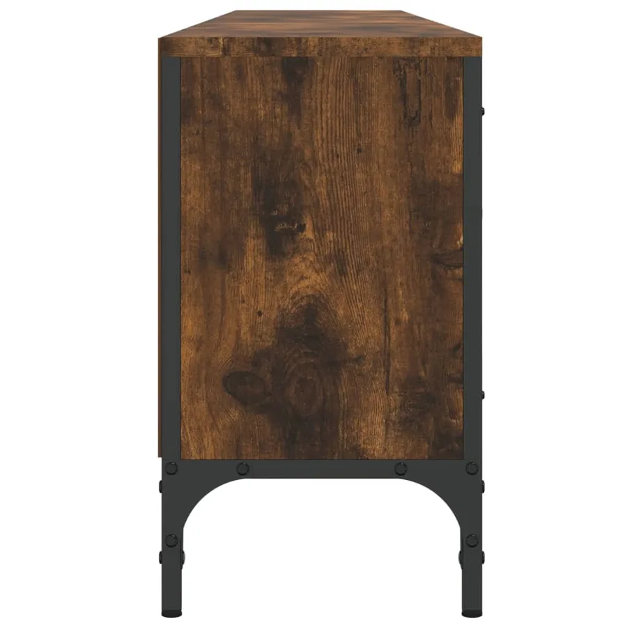 Meuble TV à tiroir chêne fumé 200x25x44 cm bois d'ingénierie - 7