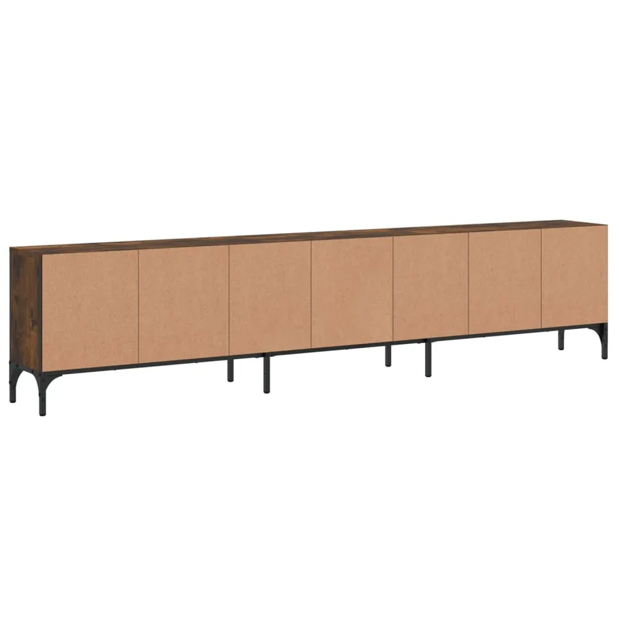 Meuble TV à tiroir chêne fumé 200x25x44 cm bois d'ingénierie - 8