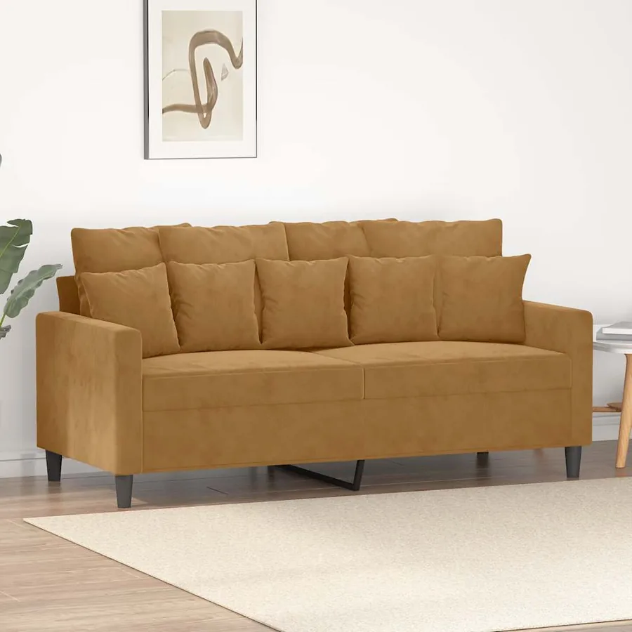 Canapé à 2 places Marron 140 cm Velours