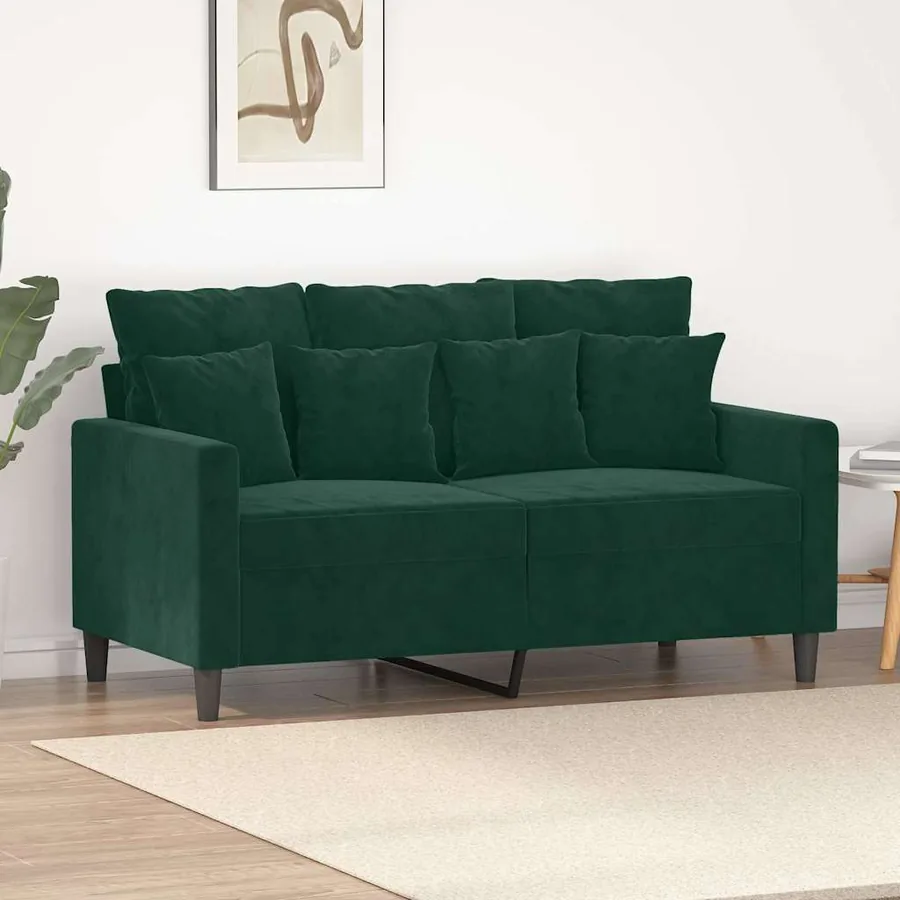 Canapé à 2 places Vert foncé 120 cm Velours