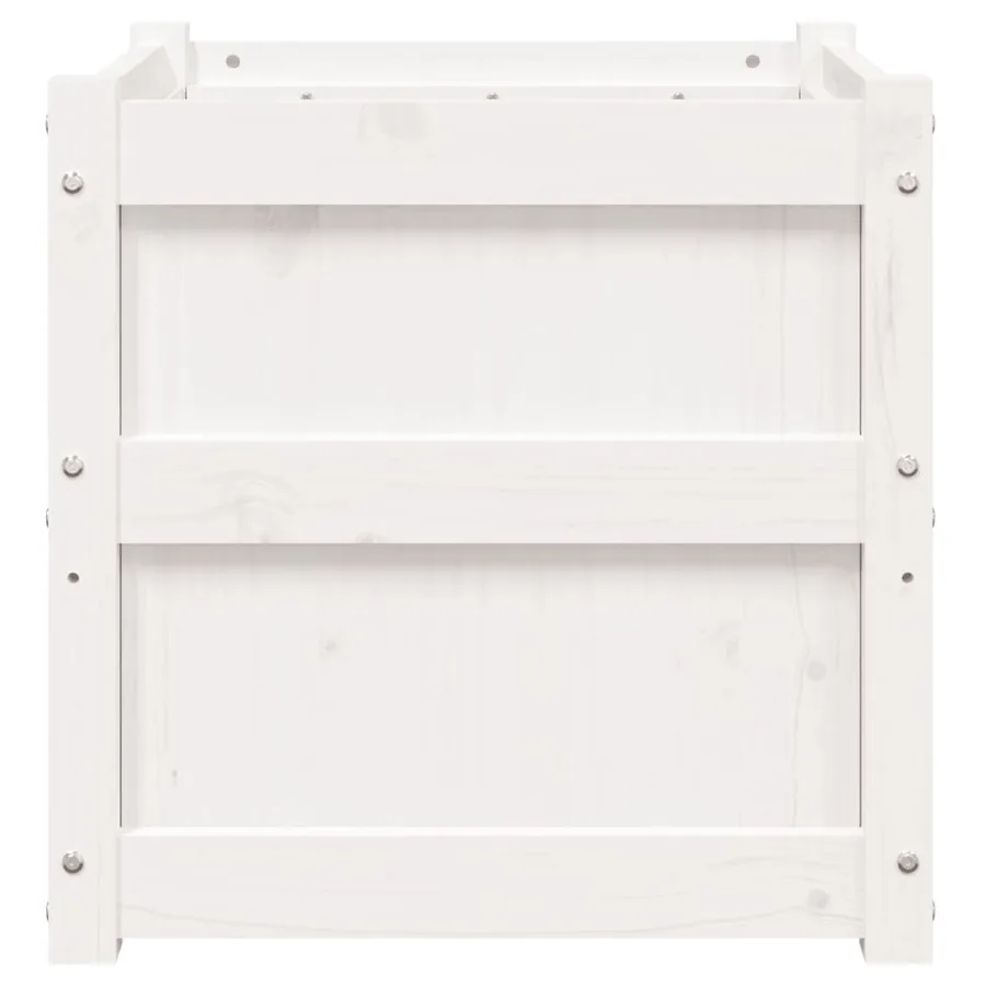 Jardinière blanc 50x50x50 cm bois de pin massif - 6