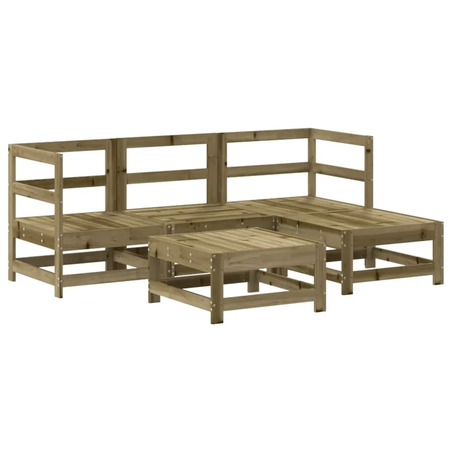 Salon de jardin 5 pcs bois de pin imprégné - 2