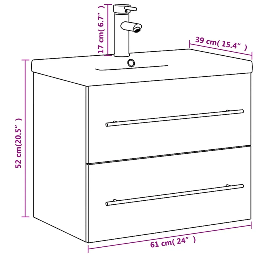 Armoire lavabo de salle de bain avec bassin intégré blanc - 10