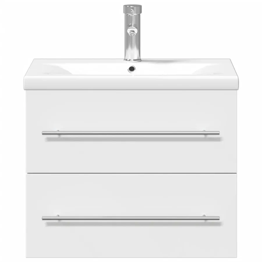 Armoire lavabo de salle de bain avec bassin intégré blanc - 4