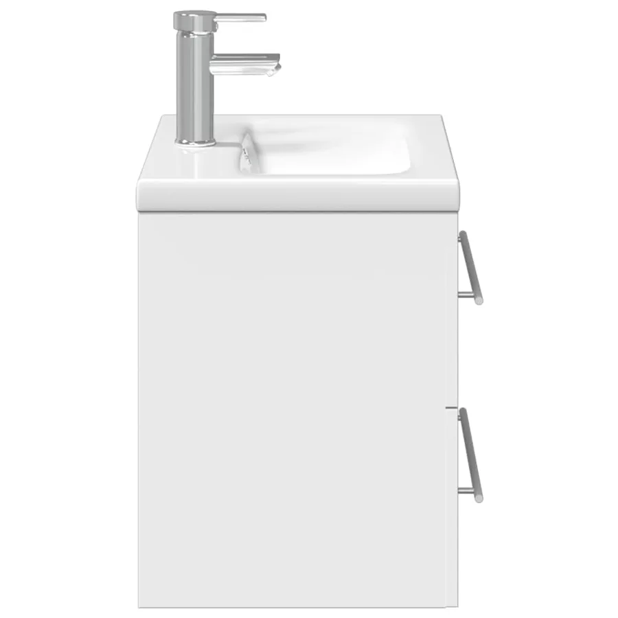 Armoire lavabo de salle de bain avec bassin intégré blanc - 6