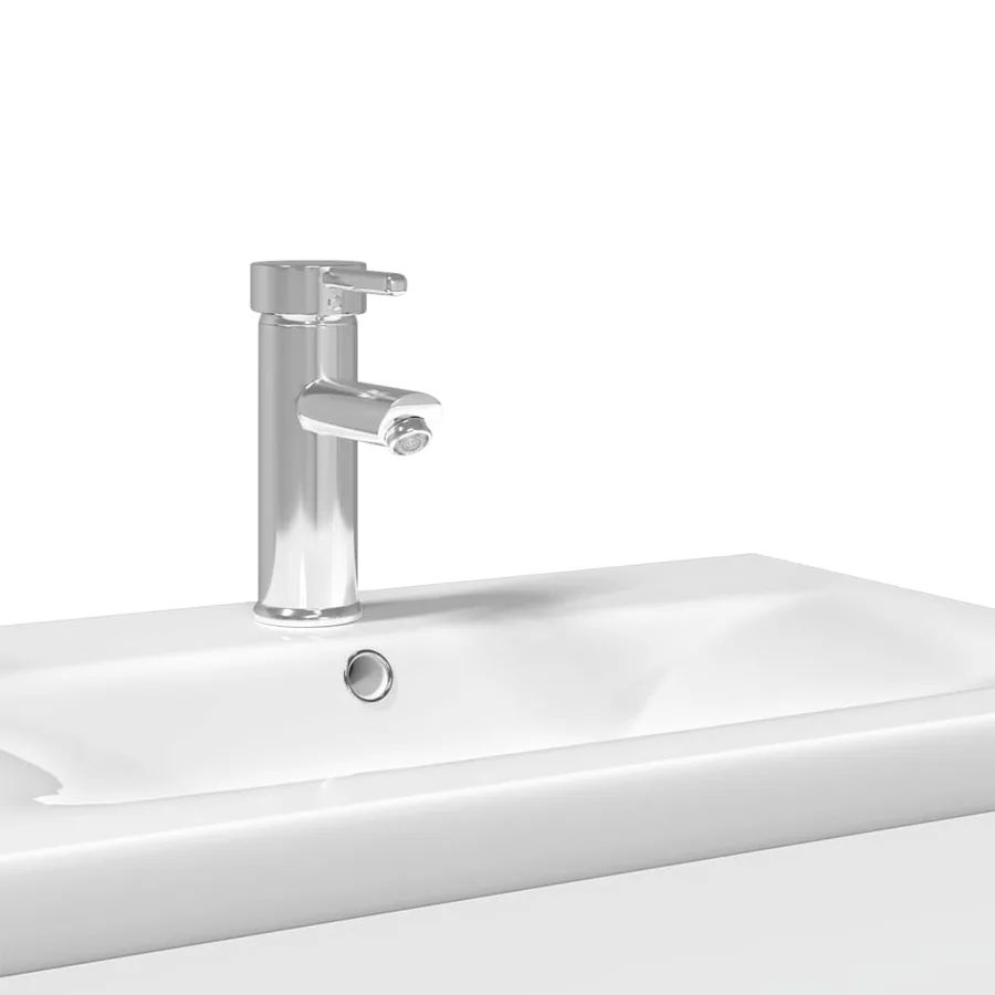 Armoire lavabo de salle de bain avec bassin intégré blanc - 8