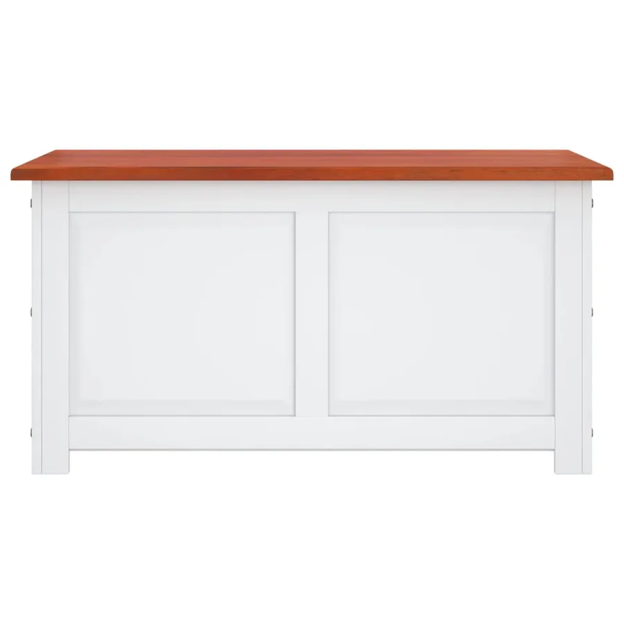 Coffre de rangement et couvercle marron et blanc bois d'acacia - 4