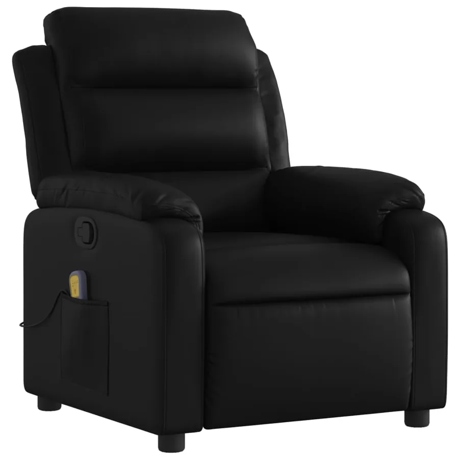 Fauteuil de massage inclinable noir similicuir - 3