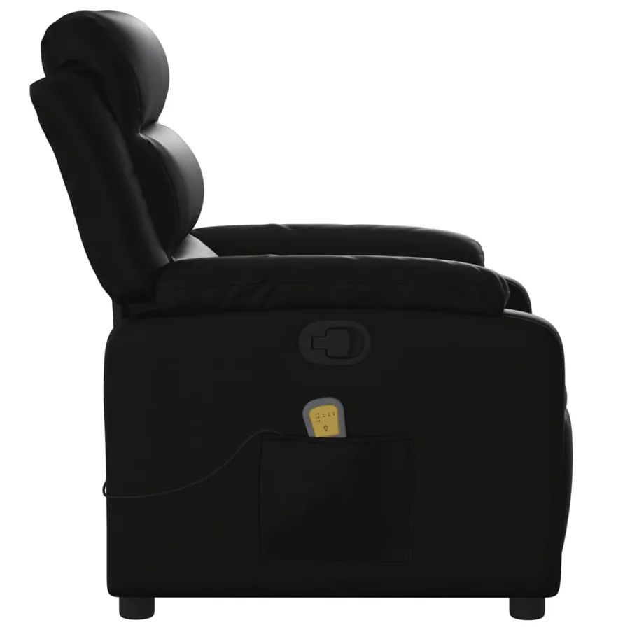 Fauteuil de massage inclinable noir similicuir - 8