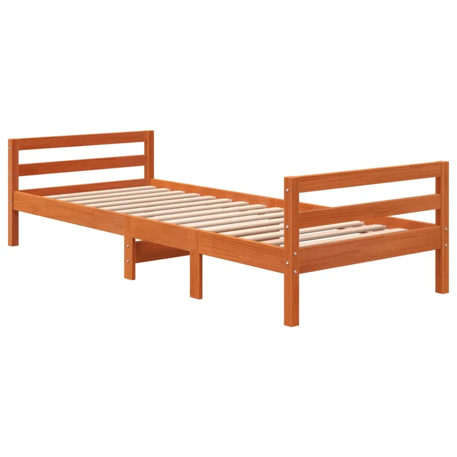 Cadre de lit sans matelas cire marron 75x190 cm bois pin massif - 3