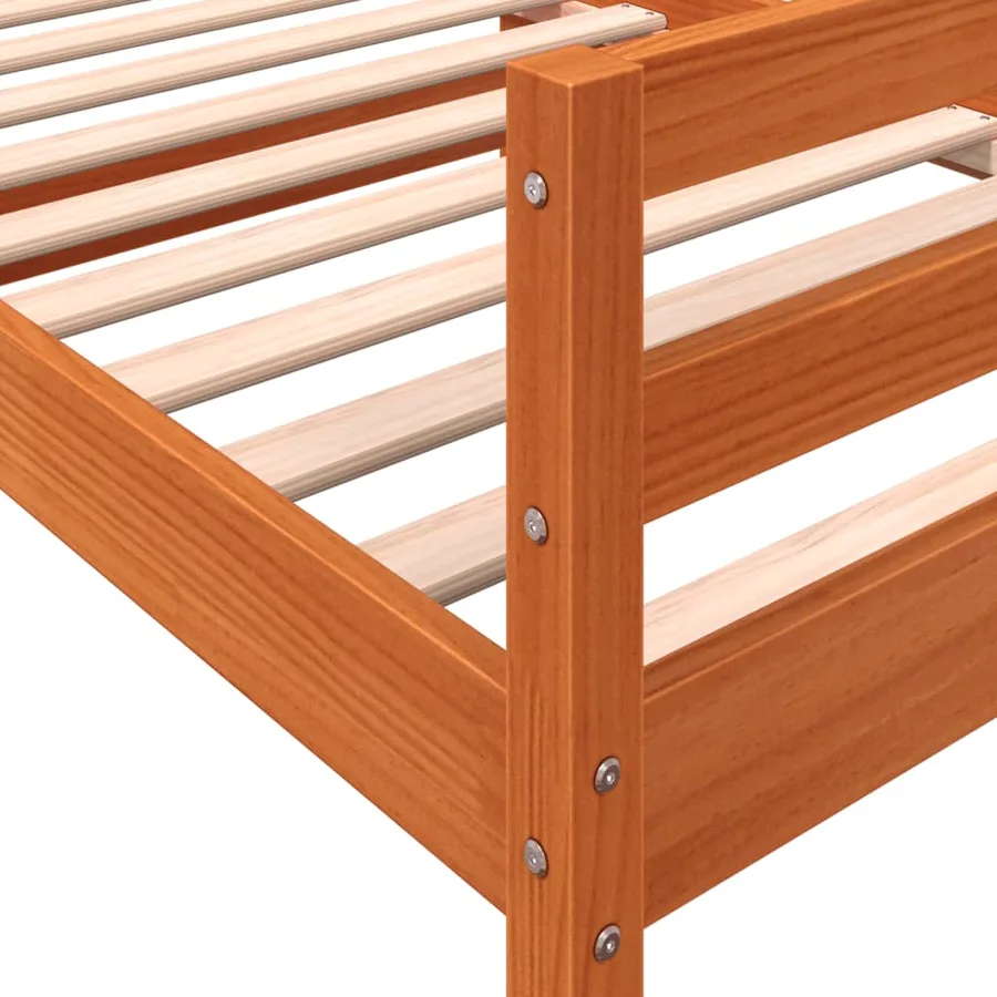 Cadre de lit sans matelas cire marron 75x190 cm bois pin massif - 7