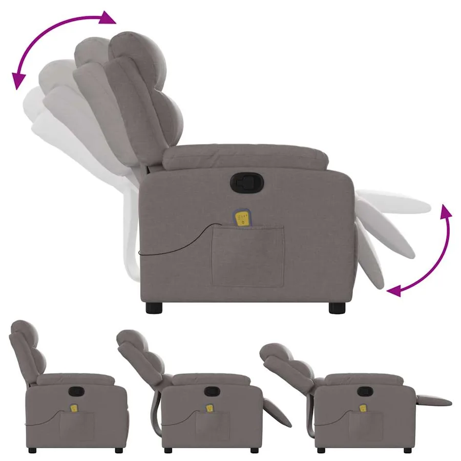 Fauteuil de massage inclinable Taupe Tissu - 5
