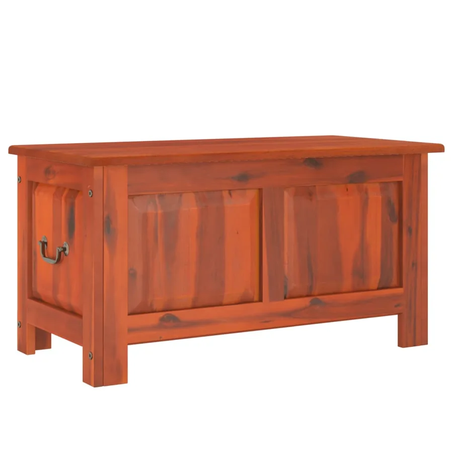 Coffre de rangement avec couvercle marron bois massif d'acacia - 2
