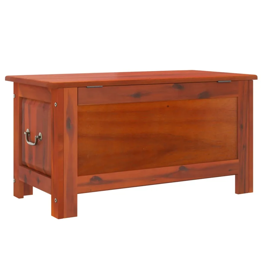 Coffre de rangement avec couvercle marron bois massif d'acacia - 6