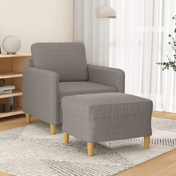 Fauteuil avec repose-pied Taupe 60 cm Tissu