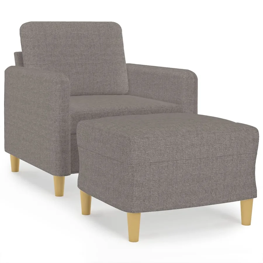 Fauteuil avec repose-pied Taupe 60 cm Tissu - 2