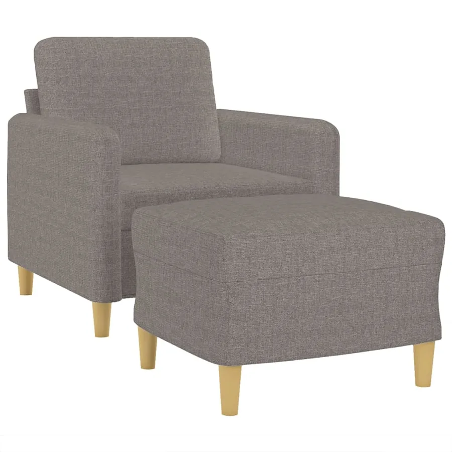 Fauteuil avec repose-pied Taupe 60 cm Tissu - 3