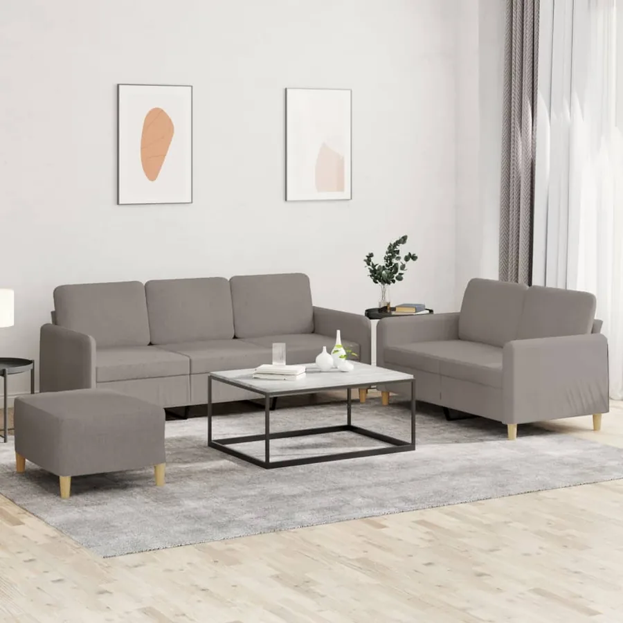 Ensemble de canapés 3 pcs avec coussins Taupe Tissu